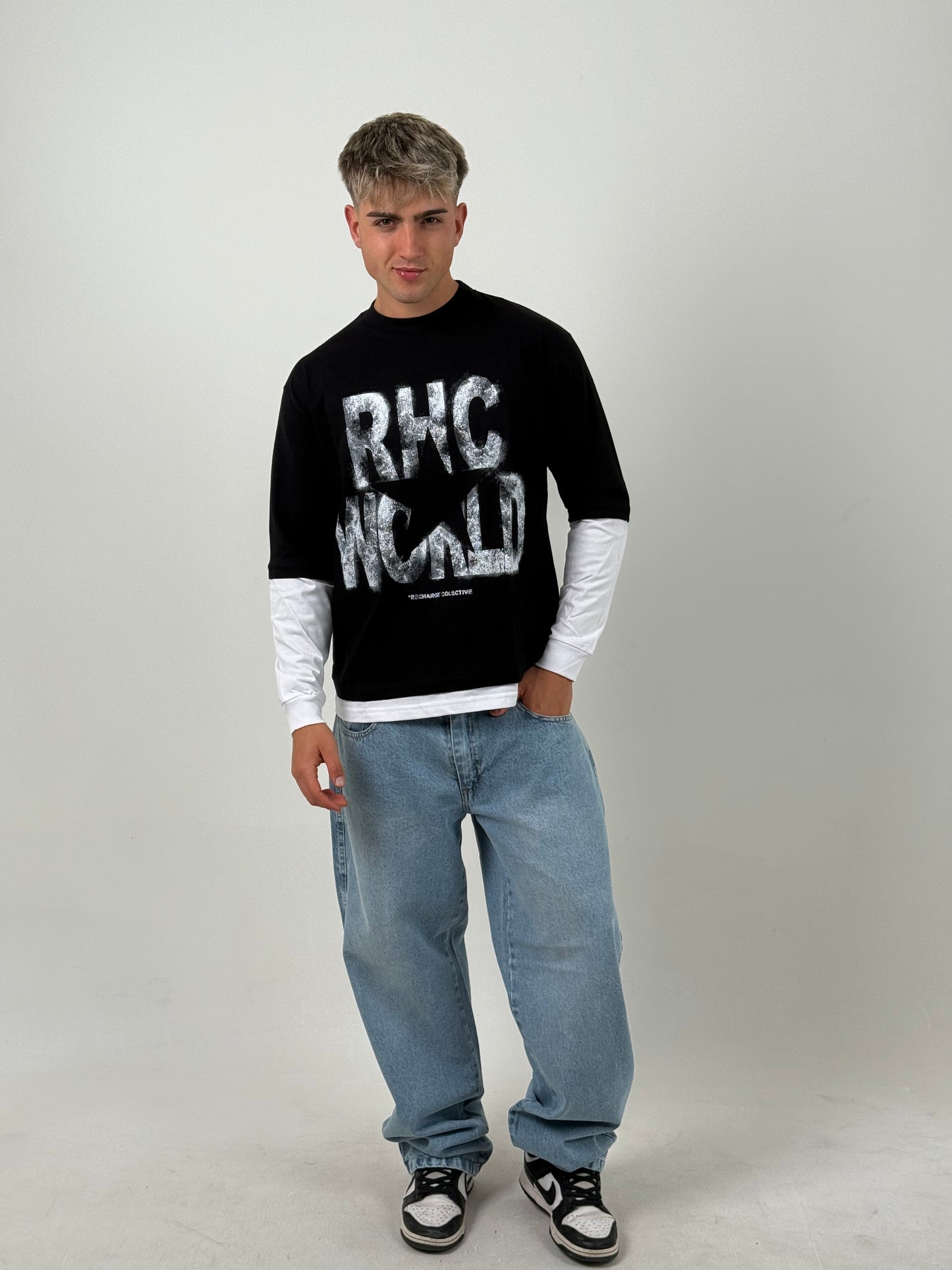 Remerón Manga Larga Superpuesto RHC World – Negro
