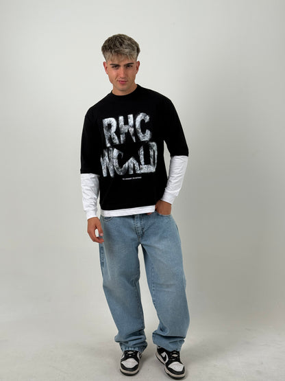 Remerón Manga Larga Superpuesto RHC World – Negro