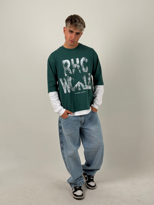 Remerón Manga Larga Superpuesto RHC WRLD – Verde