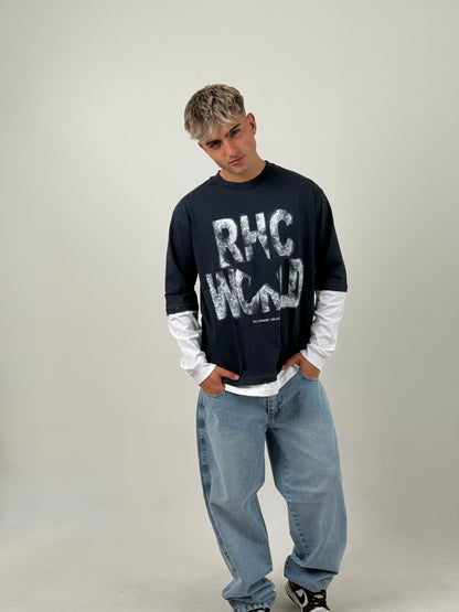 Remerón Manga Larga Superpuesto RHC WRLD – Azul Marino